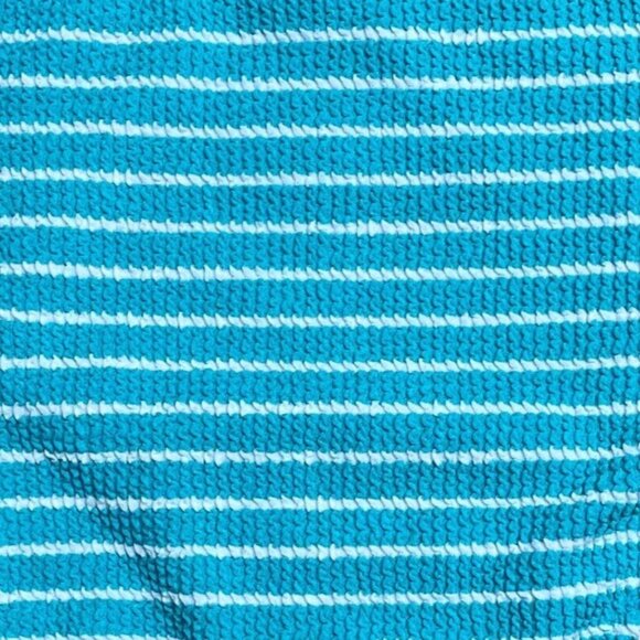 SHADE & SHORE BIKINI TOP PUCKER FRONT U-WIRE BANDEAU TEXTURE STRIPED TEAL LARGE - Picture 6 of 6